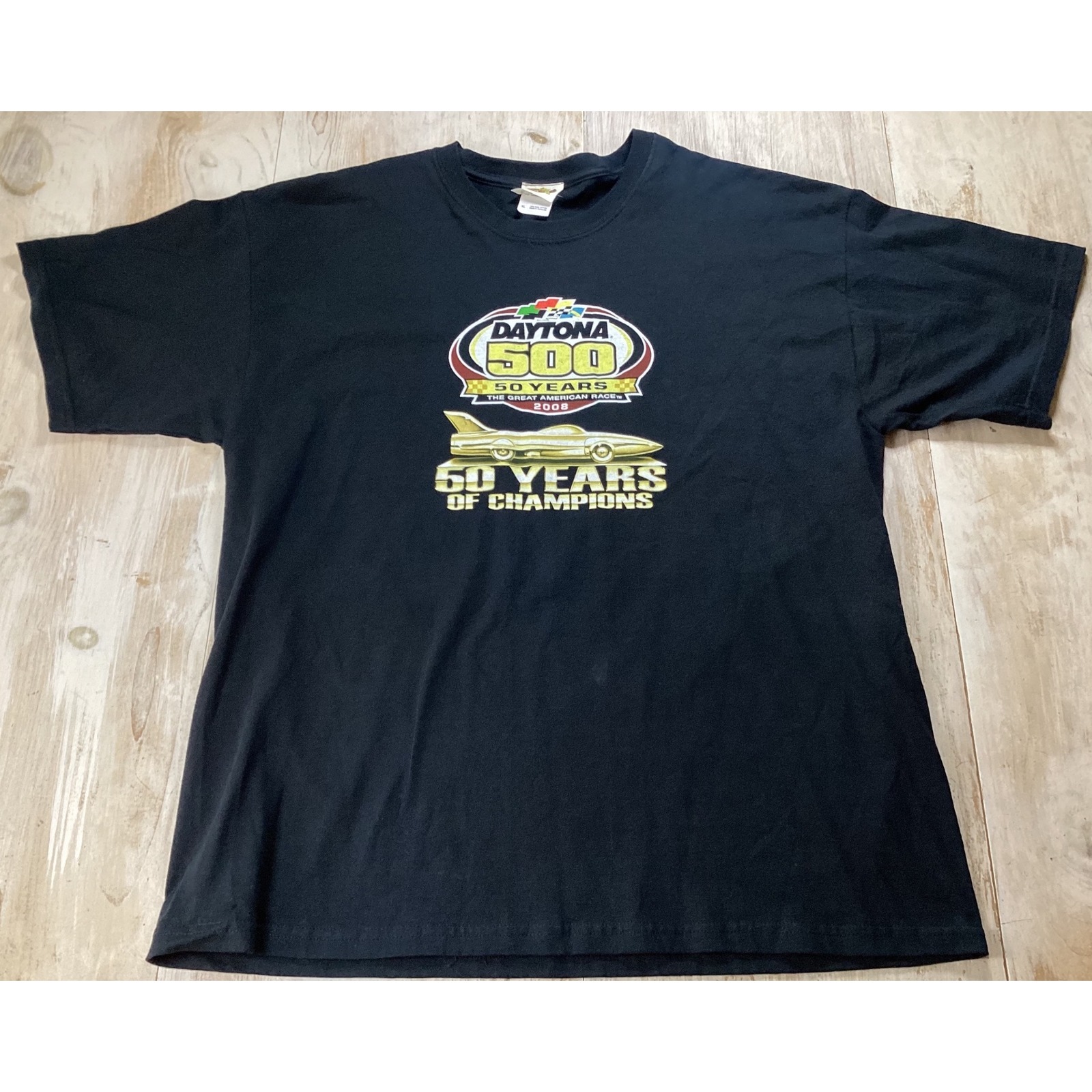 Daytona 500 50th Anniversary TShirt Mens Xl Black Nascar 2008 Champions Graphic